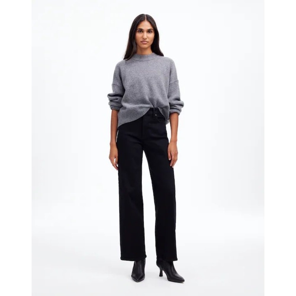 Madewell The Perfect Vintage Wide Leg Jeans Black High Rise Crop Size 28